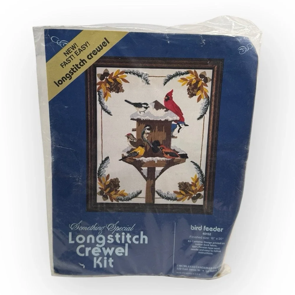 NOS 1982 Candamar Something Special Bird Feeder Longstitch Kit #40152 Winter